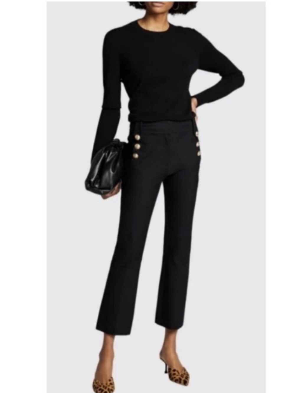 NWT Derek Lam 10 Crosby Black Sailor Gold Button Trouser Pants